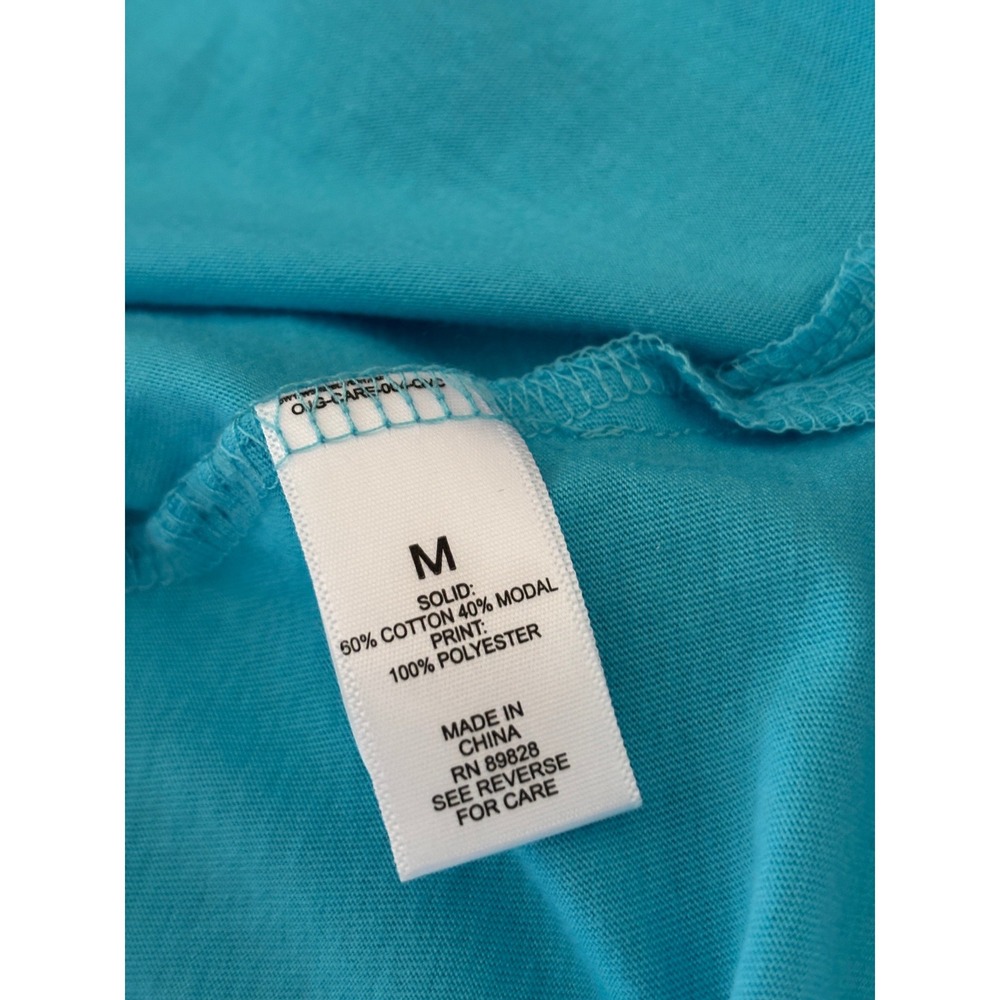 LOGO by Lori Goldstein Turquoise Watercolor Mixed Media Maxi Dress Sz M - Picture 9 of 9